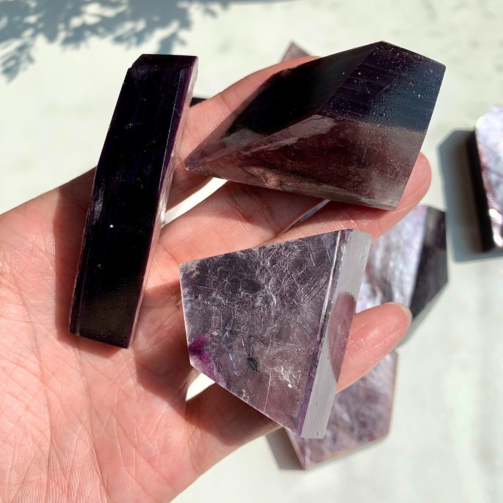 2Pcs 50-100G Natural Purple Mica Freeform Crystal Polished Flashy Office Decor