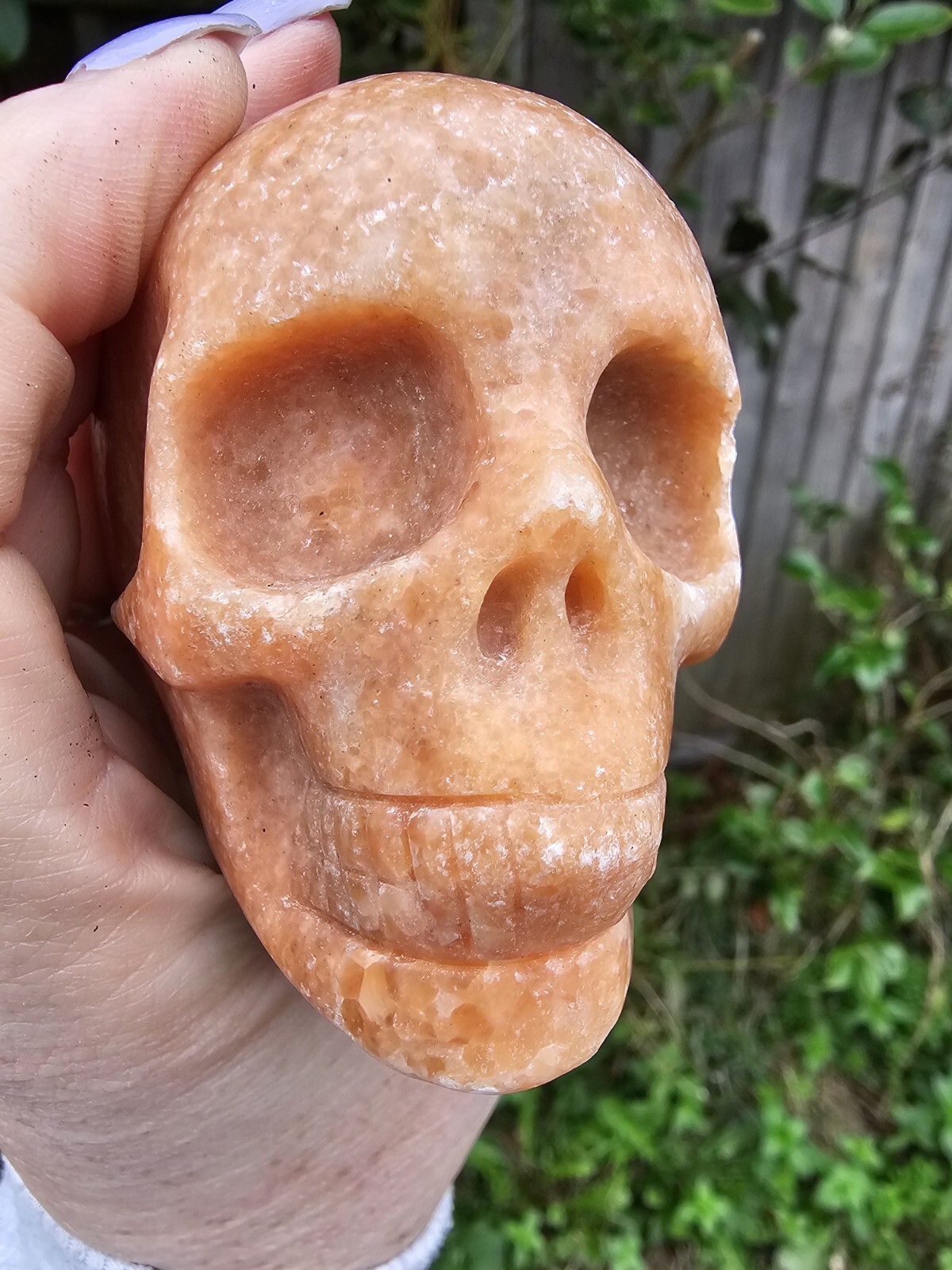 Sunstone crystal Skull Carving 379g 5.8x7x4.8cm Motivation Uplifting