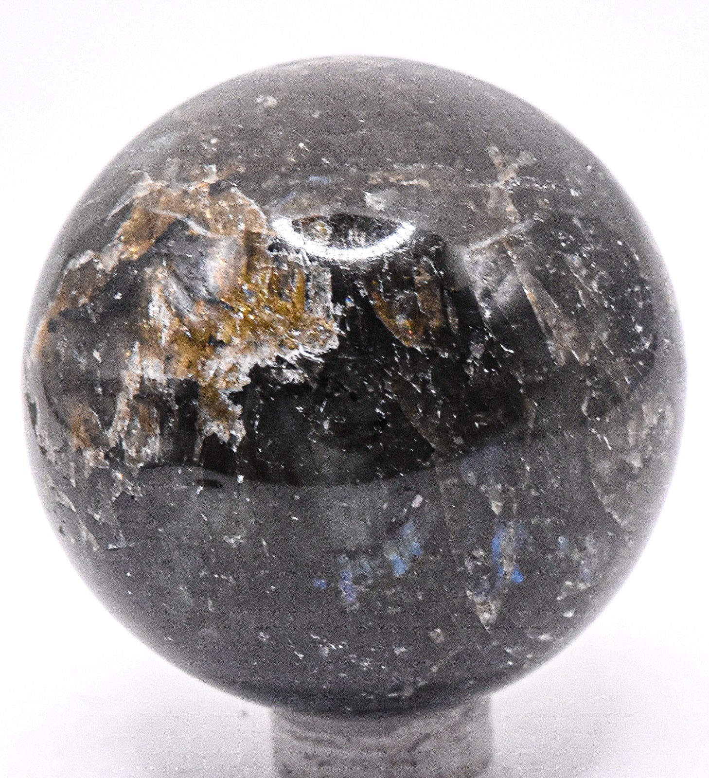 46mm Blue Flash Dark Labradorite Feldspar Sphere Polished Mineral – Madagascar