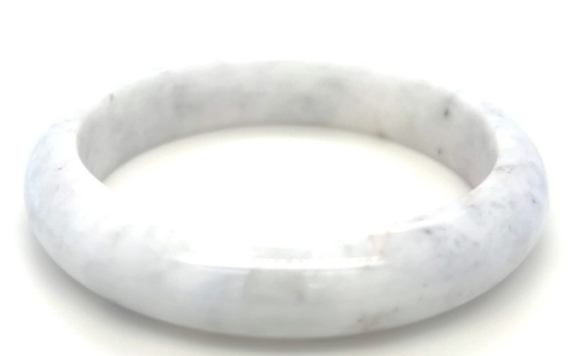 “Type A Burmese Jadeite Bangle White Half Moon 59mm”