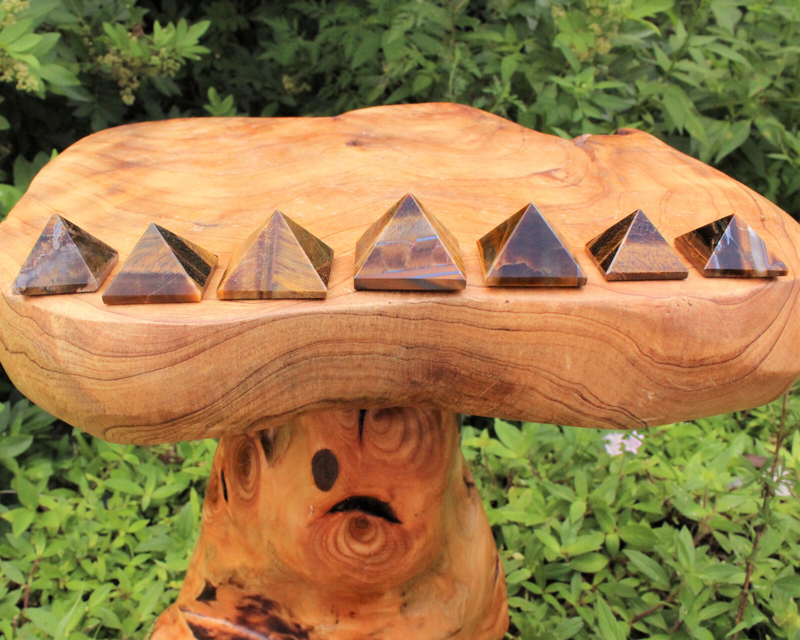 Gold Tiger Eye Crystal Pyramid, 1″ – 1.25″ (Reiki Healing Tiger Eye Pyramid)