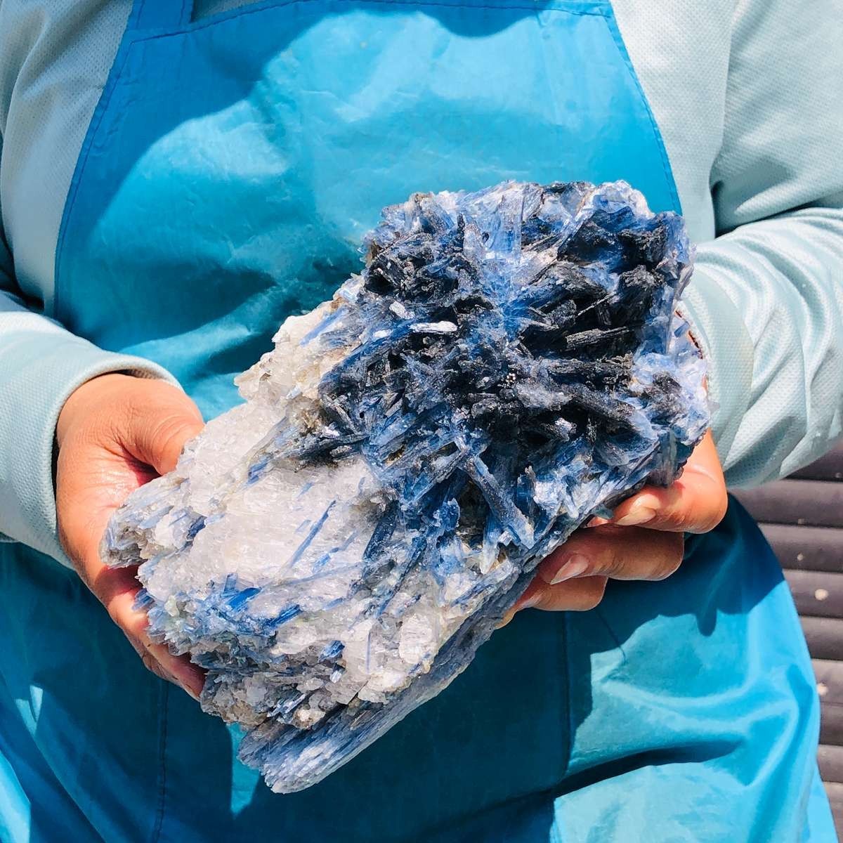 4.66LB Natural Blue Kyanite Cluster with Clear Quartz Matrix Crystal Specimen
