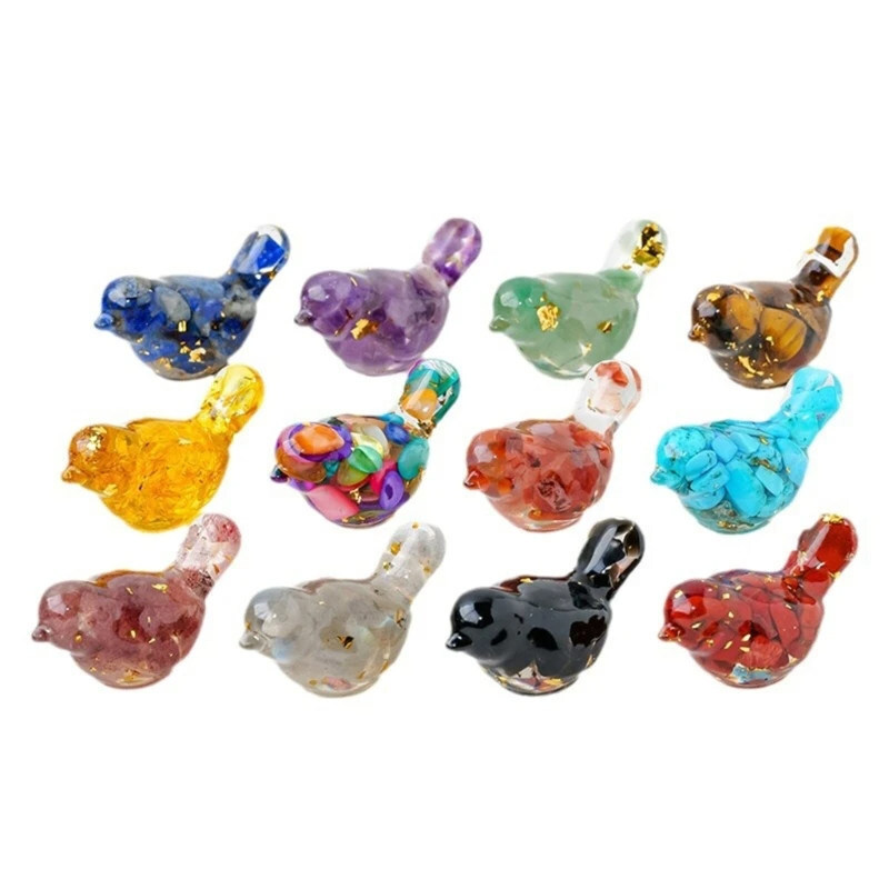 Natural Quartz Crystal Gravel Drops Glue Bird Mini Healing Birdie Resin Decor