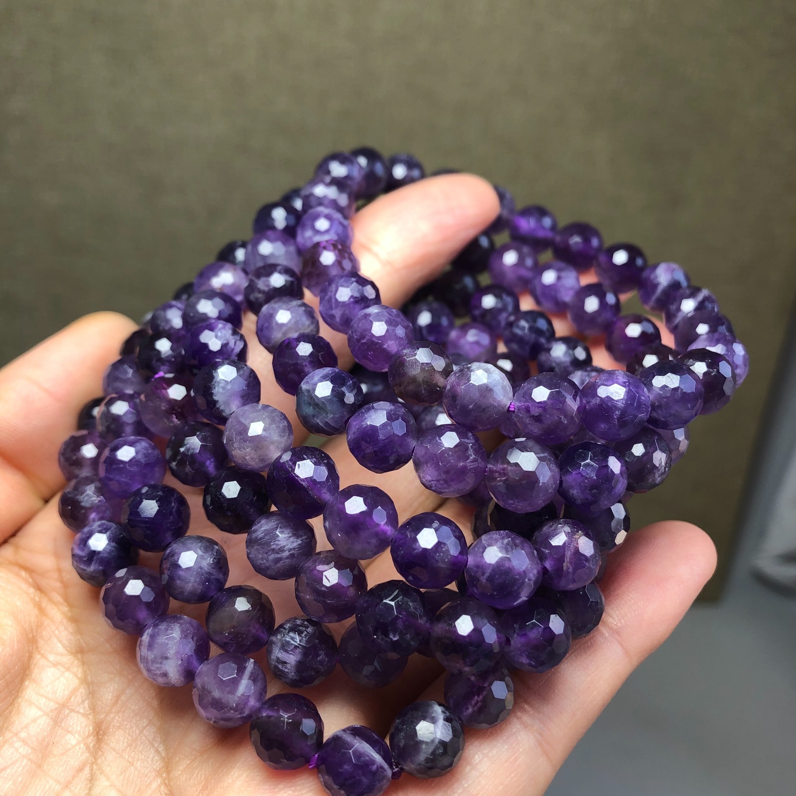 5Pcs Wholesal Natural Dreamy amethyst bracelets Crystal ball sphere facet 8mm