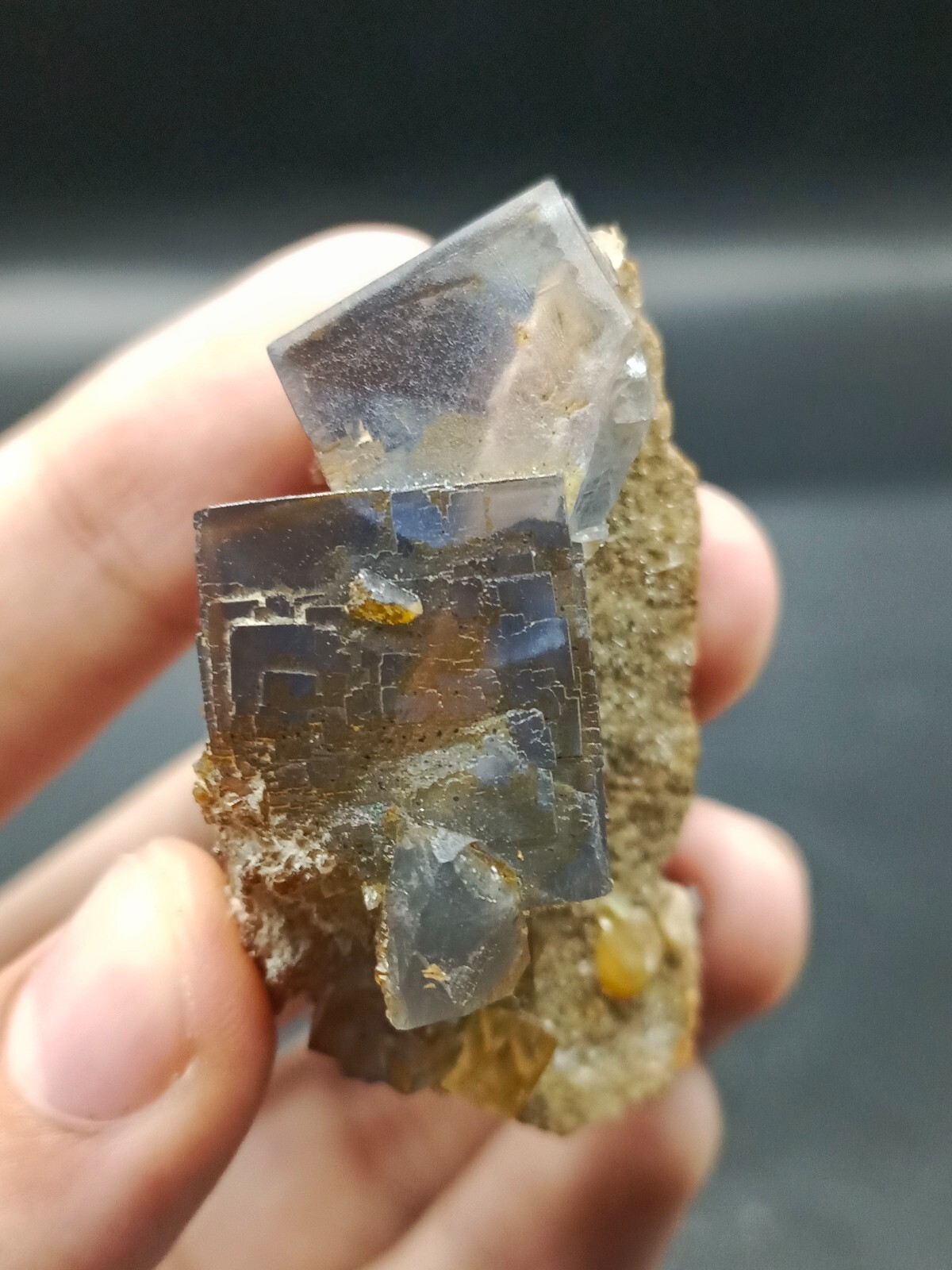 42g Natural Iridescent Cubic Fluorite Crystal Specimen With Blue Inclusions