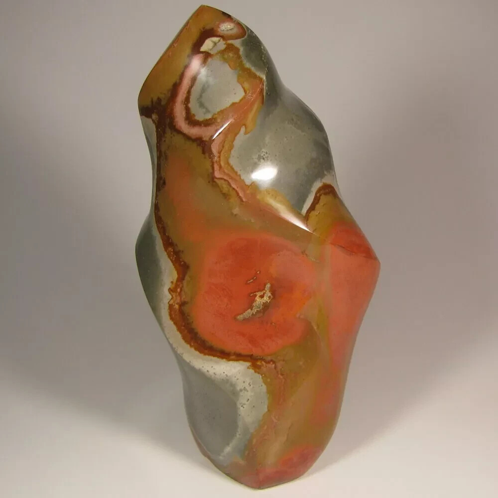 6″ POLYCHROME JASPER FLAME Polished Standup Display – Madagascar – 1.7 lbs.