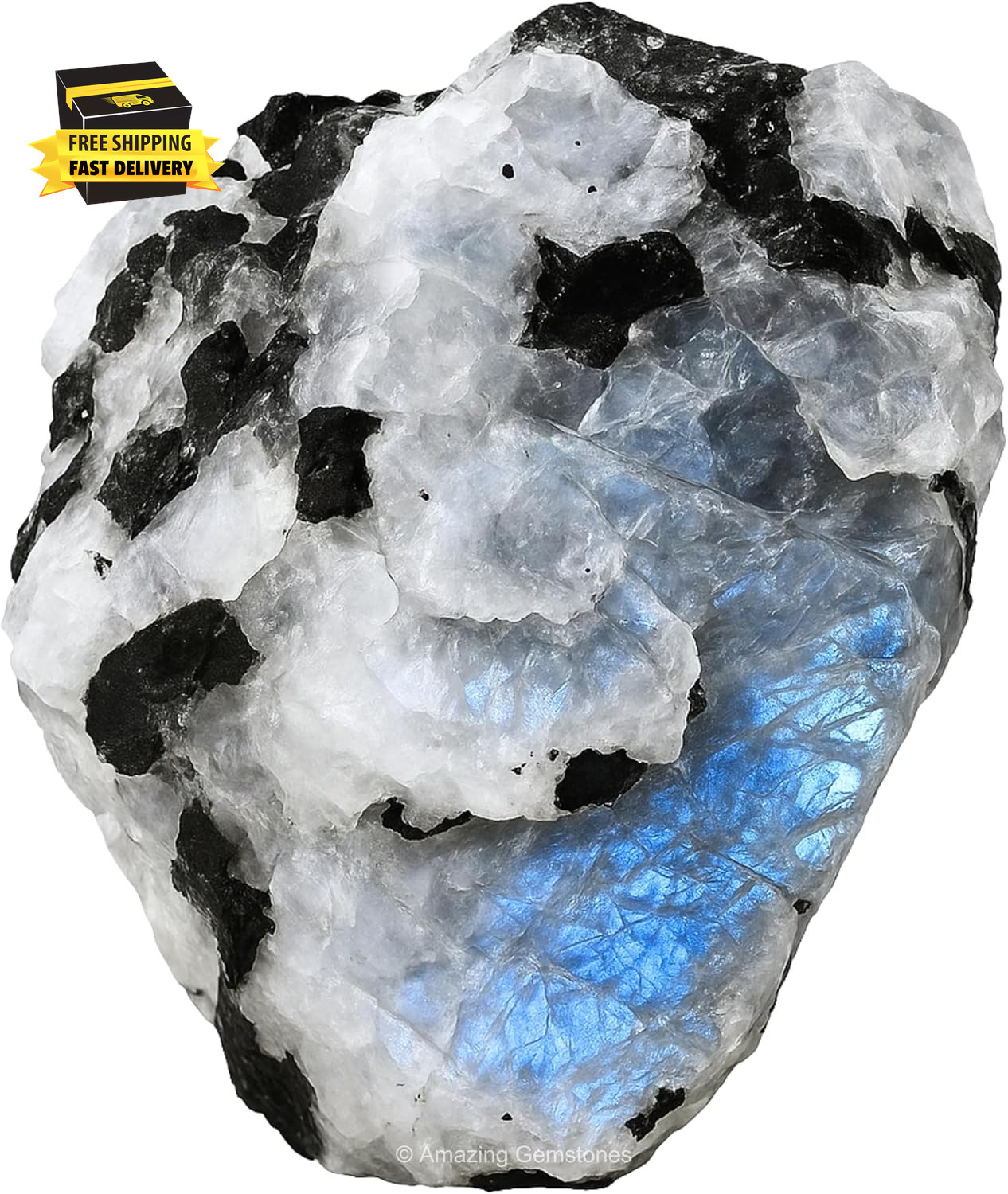 Rainbow Moonstone Raw Crystals and Healing Stones, Natural Rocks for Tumbling –
