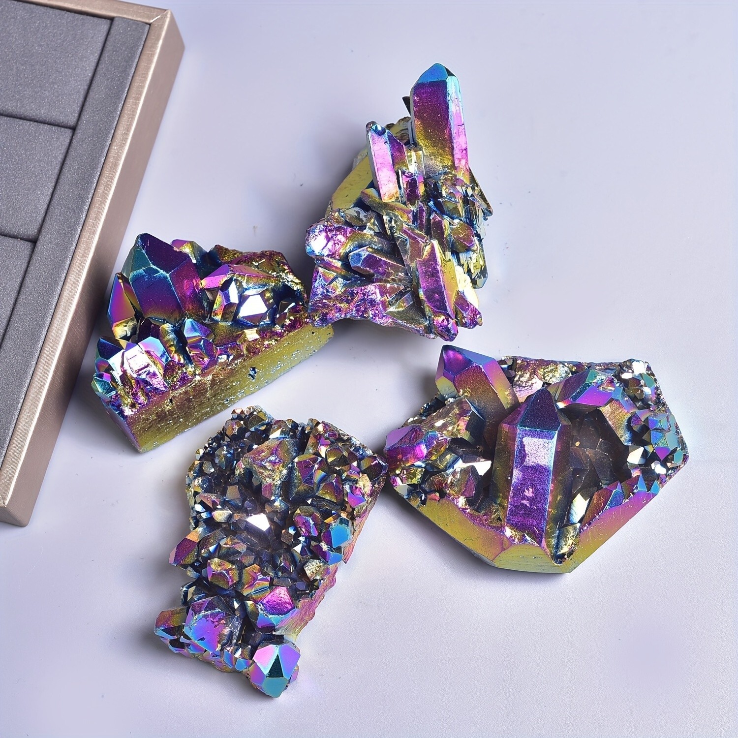 Titanium Quartz Crystal Rainbow Titanium Cluster Mineral Specimen Decoration