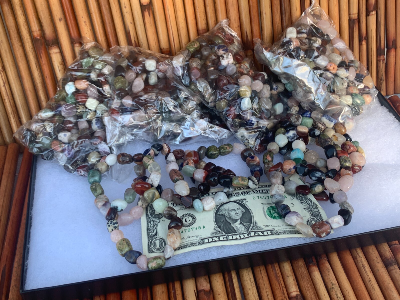 Wholesale Lot of 50 Unique Tumbled Stone Bracelets – Perfect for Gifting!