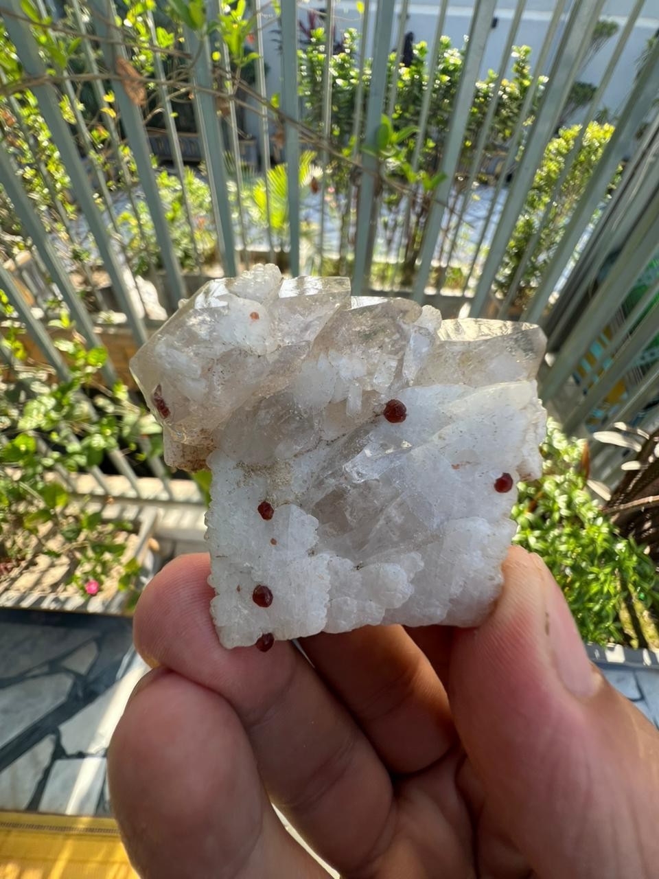 49GM | Natural Red Garnet Etched & Quartz Crystal Specimen | Skardu Pakistan.
