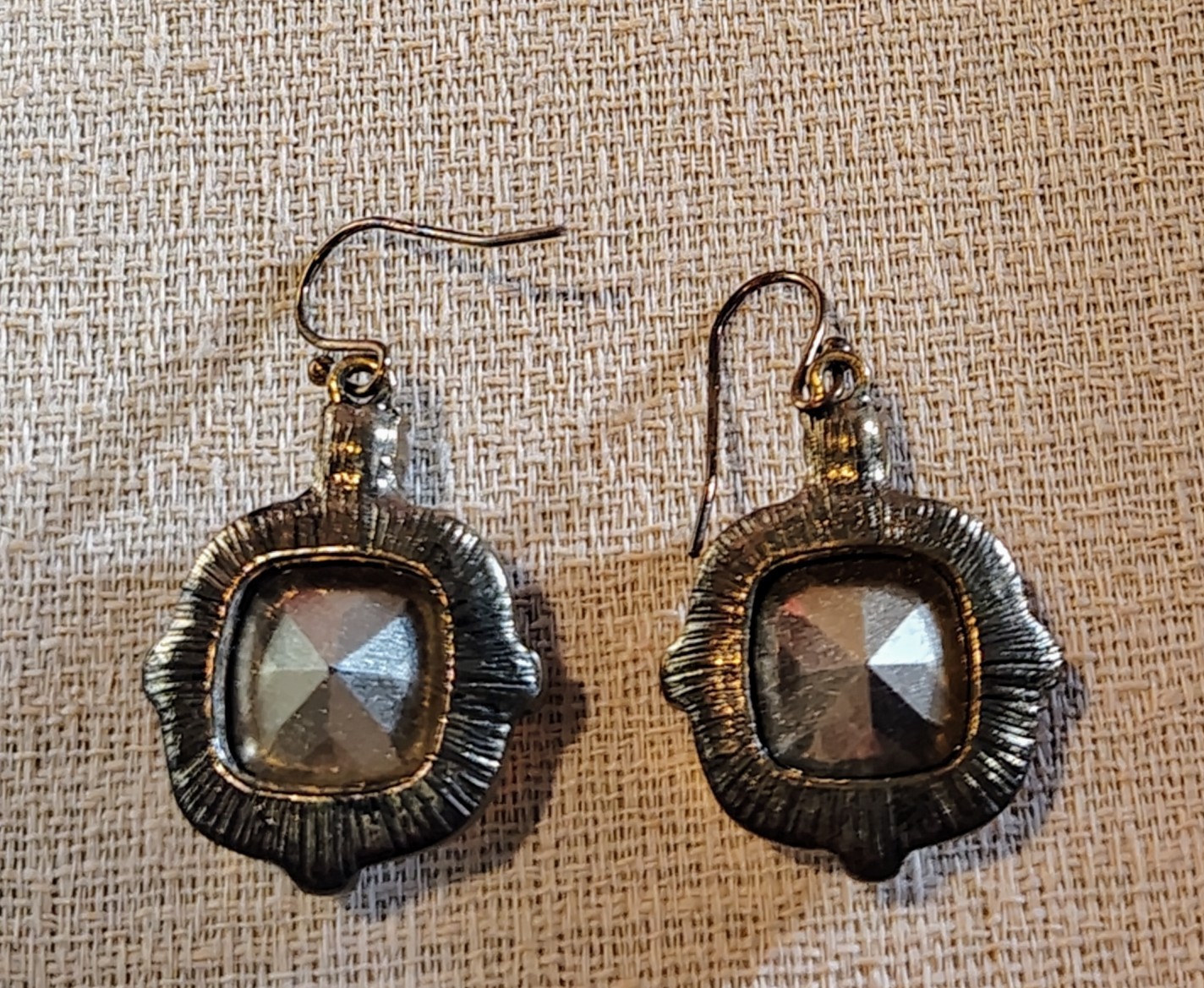 Blonde Crystal Cushion Color Changing Dangle Earrings