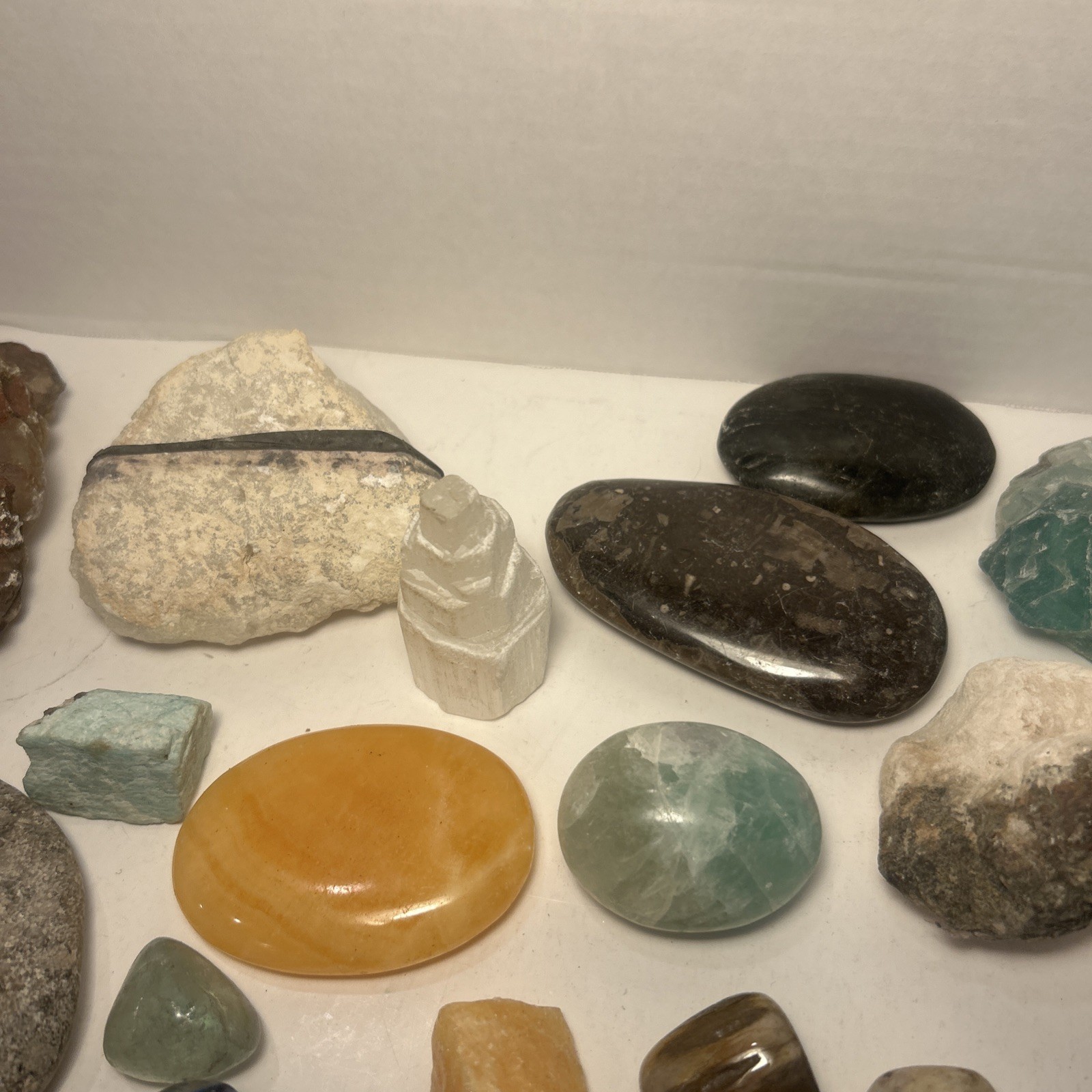 6 Mixed Lot Polished Rocks Tumbled Stones Gemstone Mix Tower,