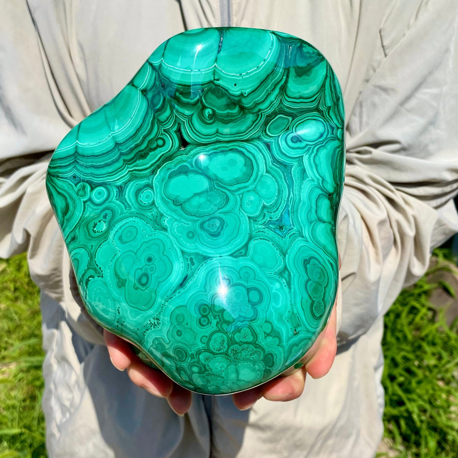 6.28LB Natural glossy Malachite transparent cluster rough mineral sample