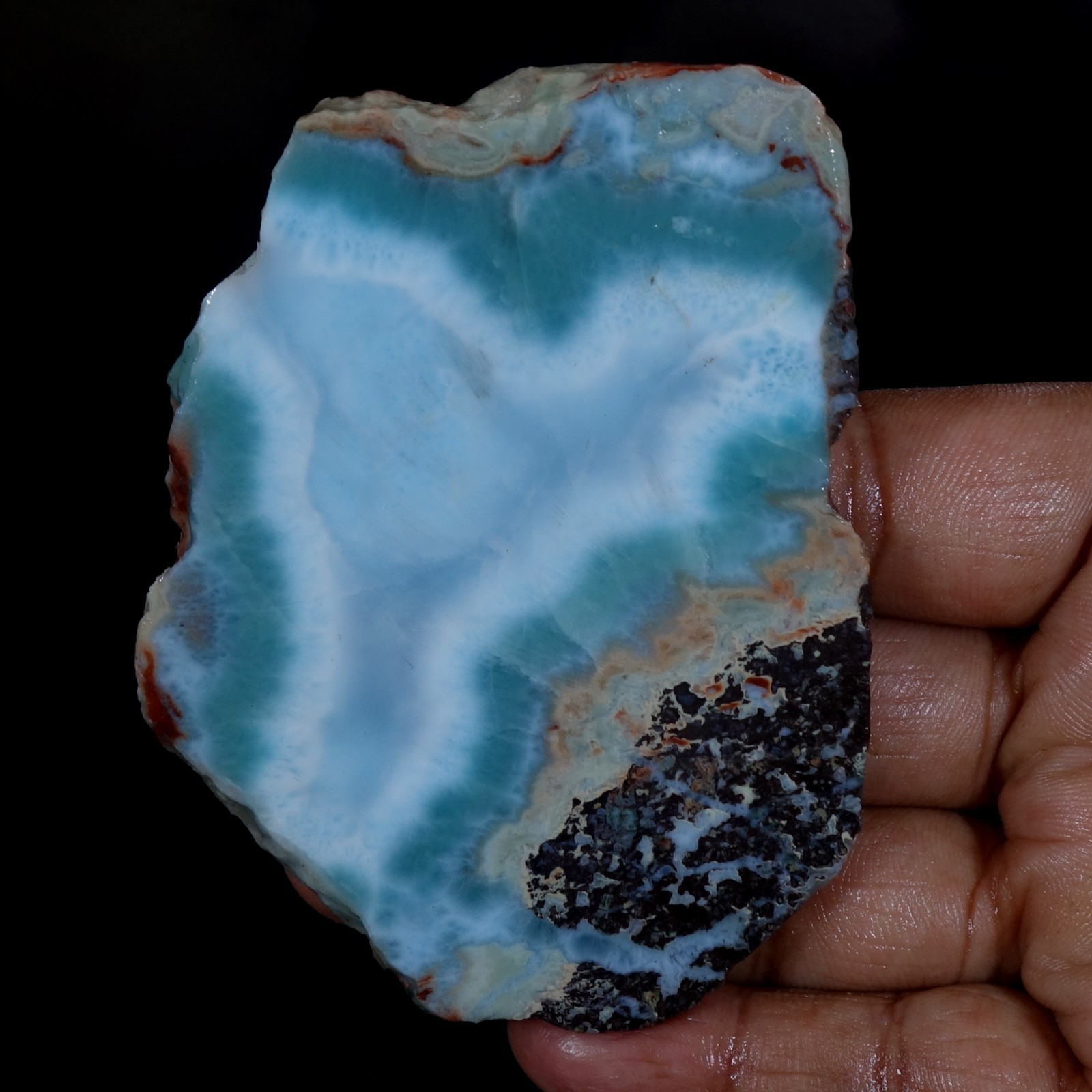 Sky Blue Larimar Slab Rough Dominican Blue Pectolite Cab Cutting Stone 334.00 Ct