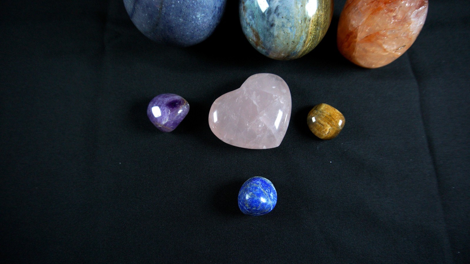 Mixed Crystal Lot 7pc Spheres Freeform Tumbled Jasper Quartz Tiger Eye Lapis