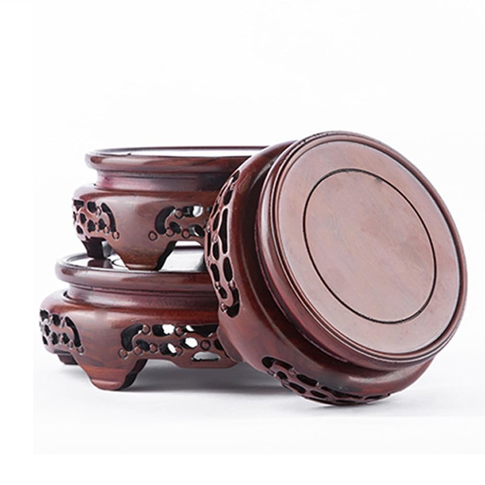 Round Pedestal Display Stand Rosewood Chinese Carving Stable Non-slip Wooden …