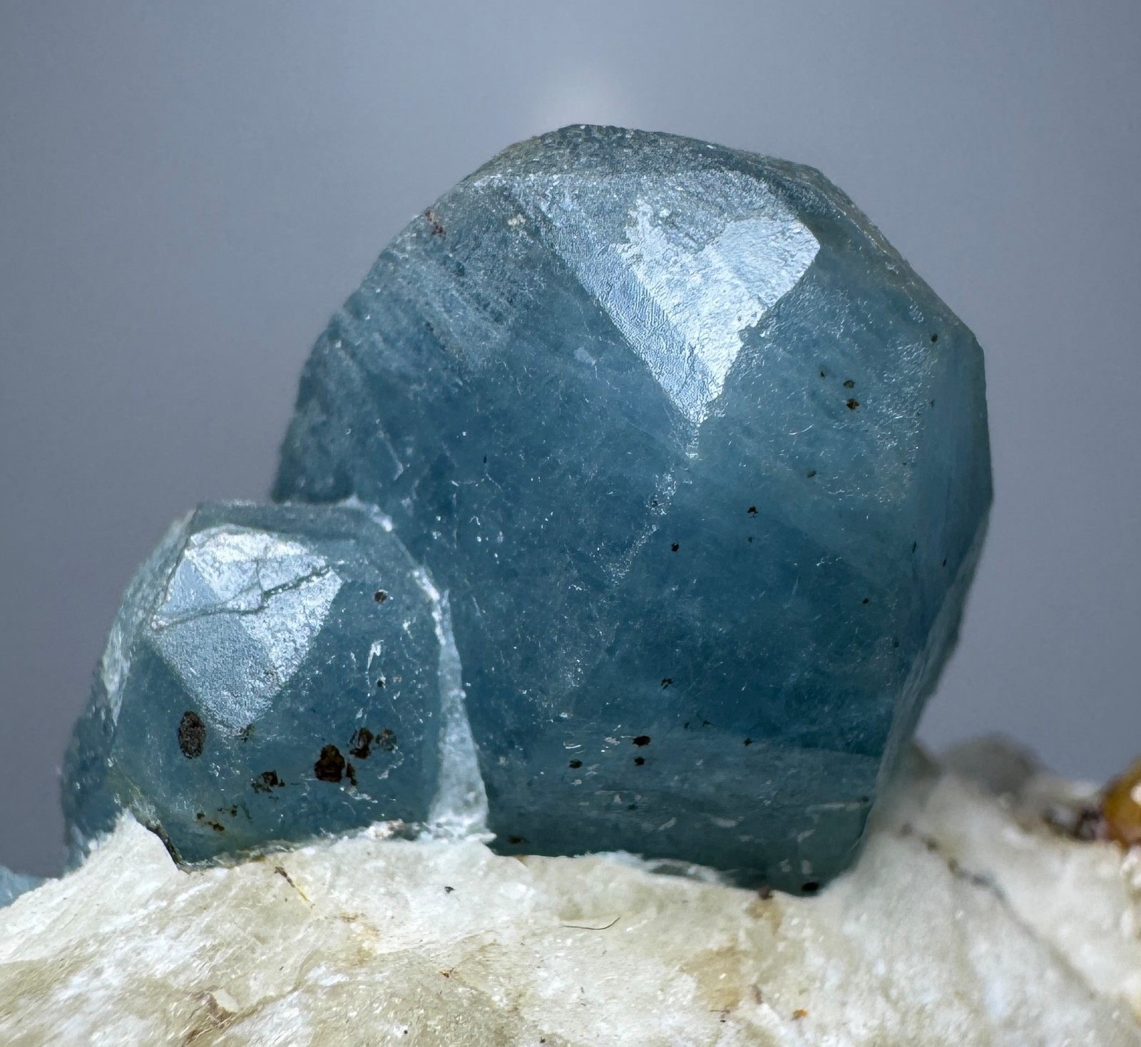 78 Grams Full Terminated Top Fluorescent Sky Blue Afghanite Crystals On Calcite
