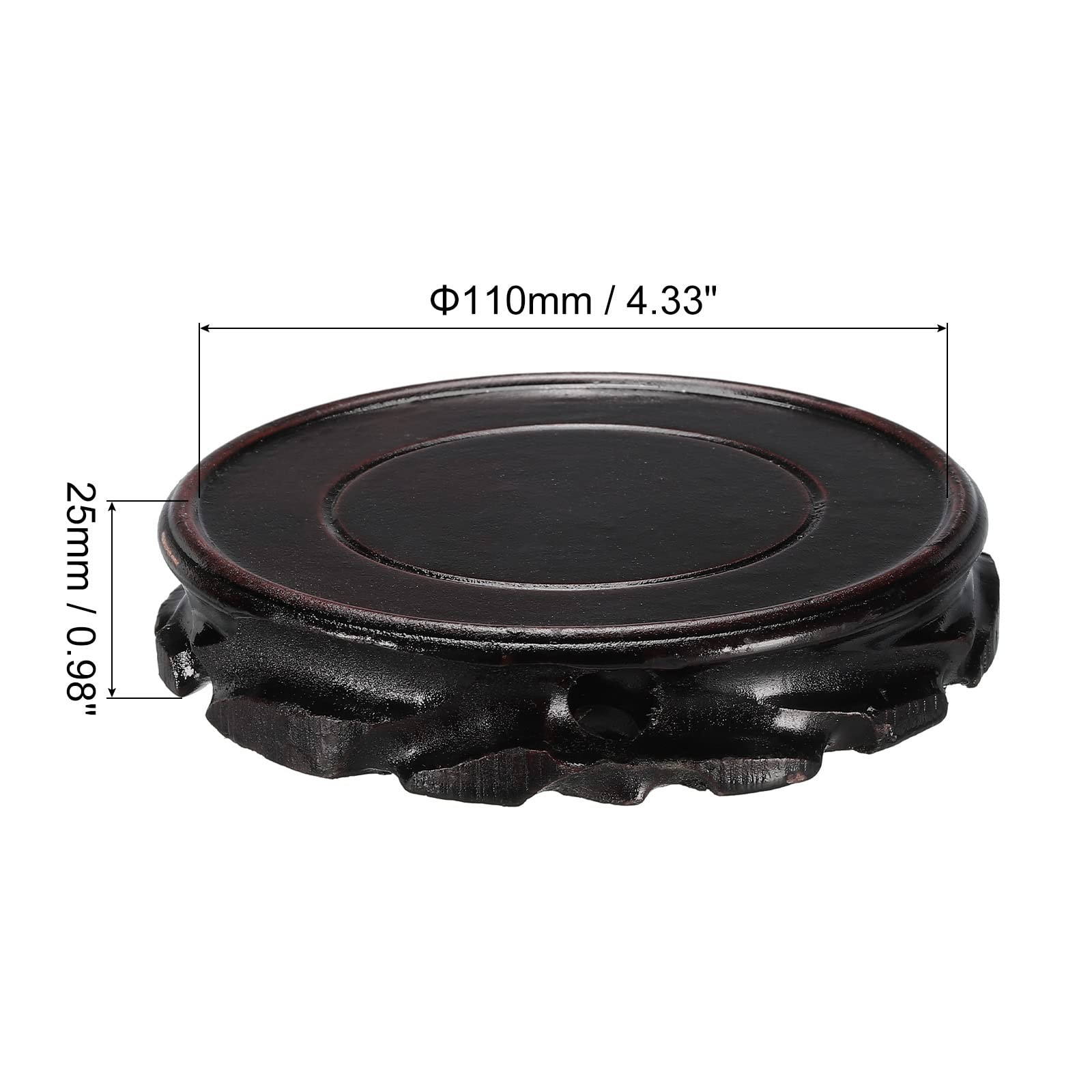 Wooden Display Stand Base 110mm Diameter Black for Vase Bonsai Stone