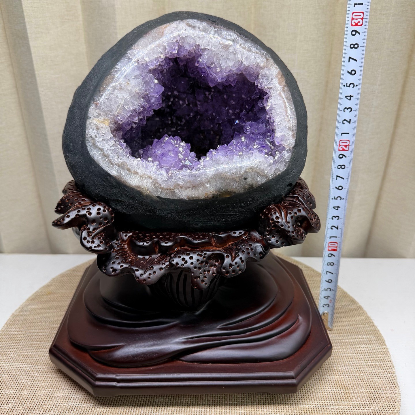 20.6LB Uruguay Natural Amethyst Money Bag Cave Decoration+Bracket
