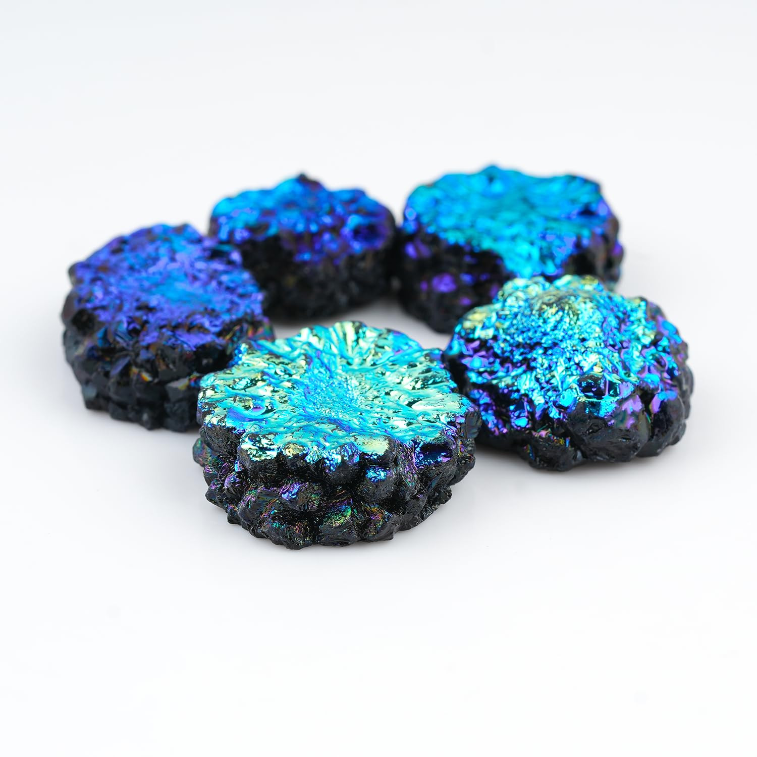 (3pcs) Blue Green Titanium Quartz Druzy Mix Gemstones, Home, Office, Living Kitc