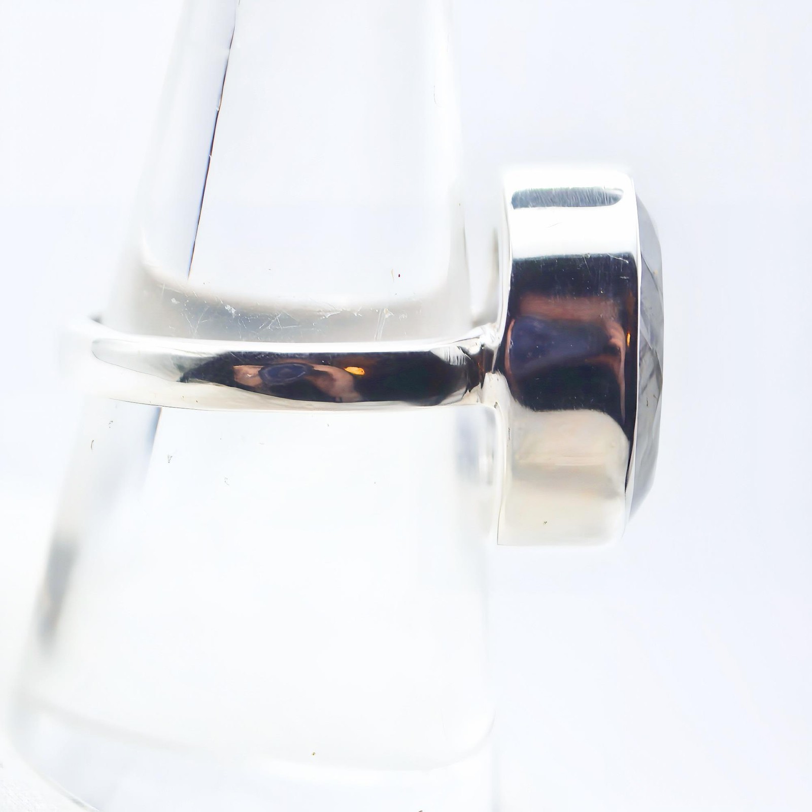 Black Tourmaline Quartz Sterling Silver Ring Natural Crystal UK Size P US Size 8