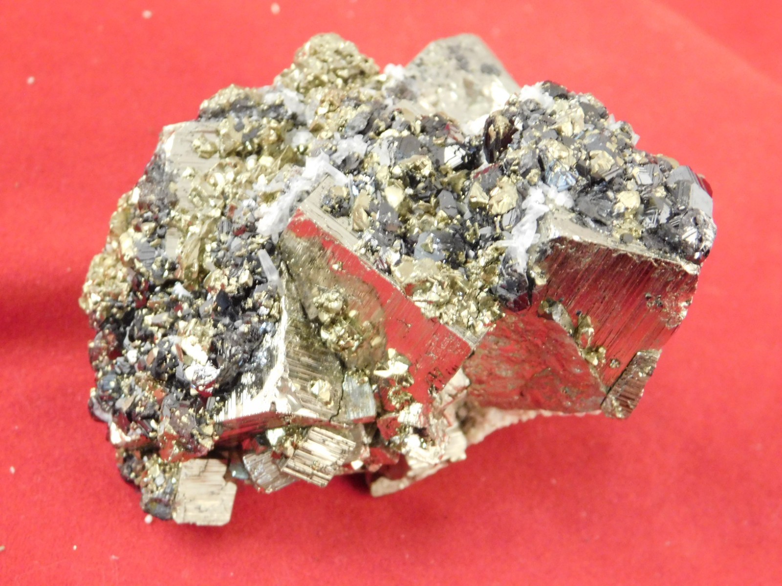 Sphalerite Crystal Cluster with Chalcopyrite Calcite and Pyrite 214gr