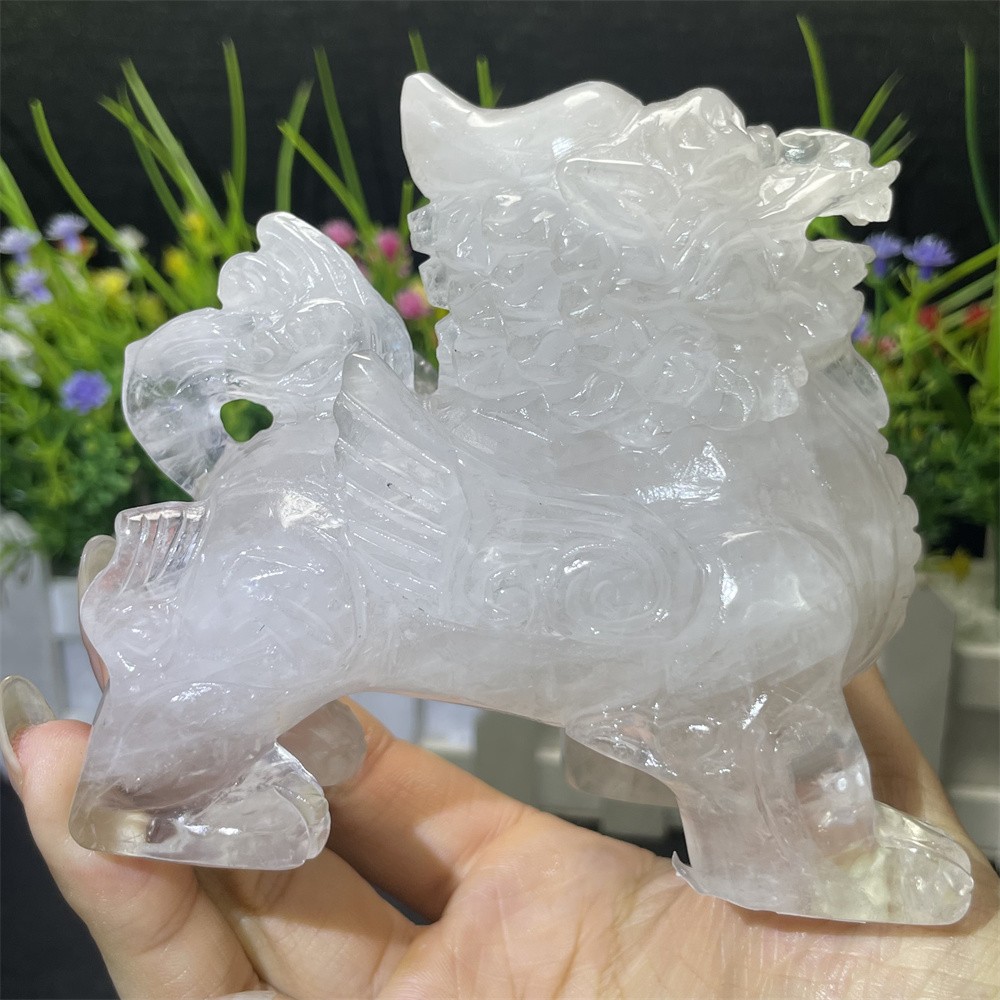 1.1LB 3.9″ Natural A++Clear Quartz Qilin Crystal Quartz Reiki Gift Mineral Decor