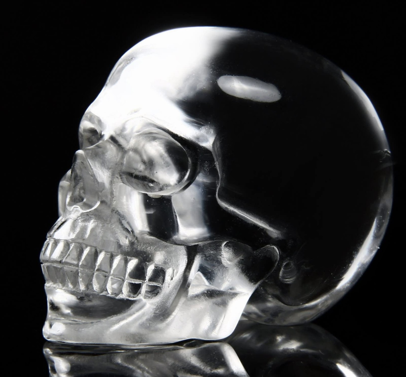 2.0″ K9 Crystal Skull, Hand Carved Gemstone Fine Art Sculpture, Reiki Healing…