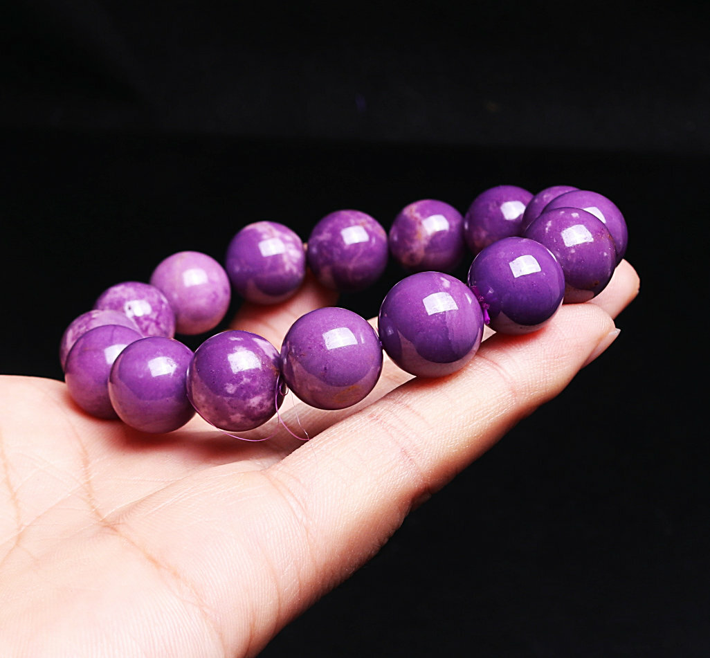 13mm Natural Phosphosiderite Purple Gemstone Round Beads Bracelet AAA 0126