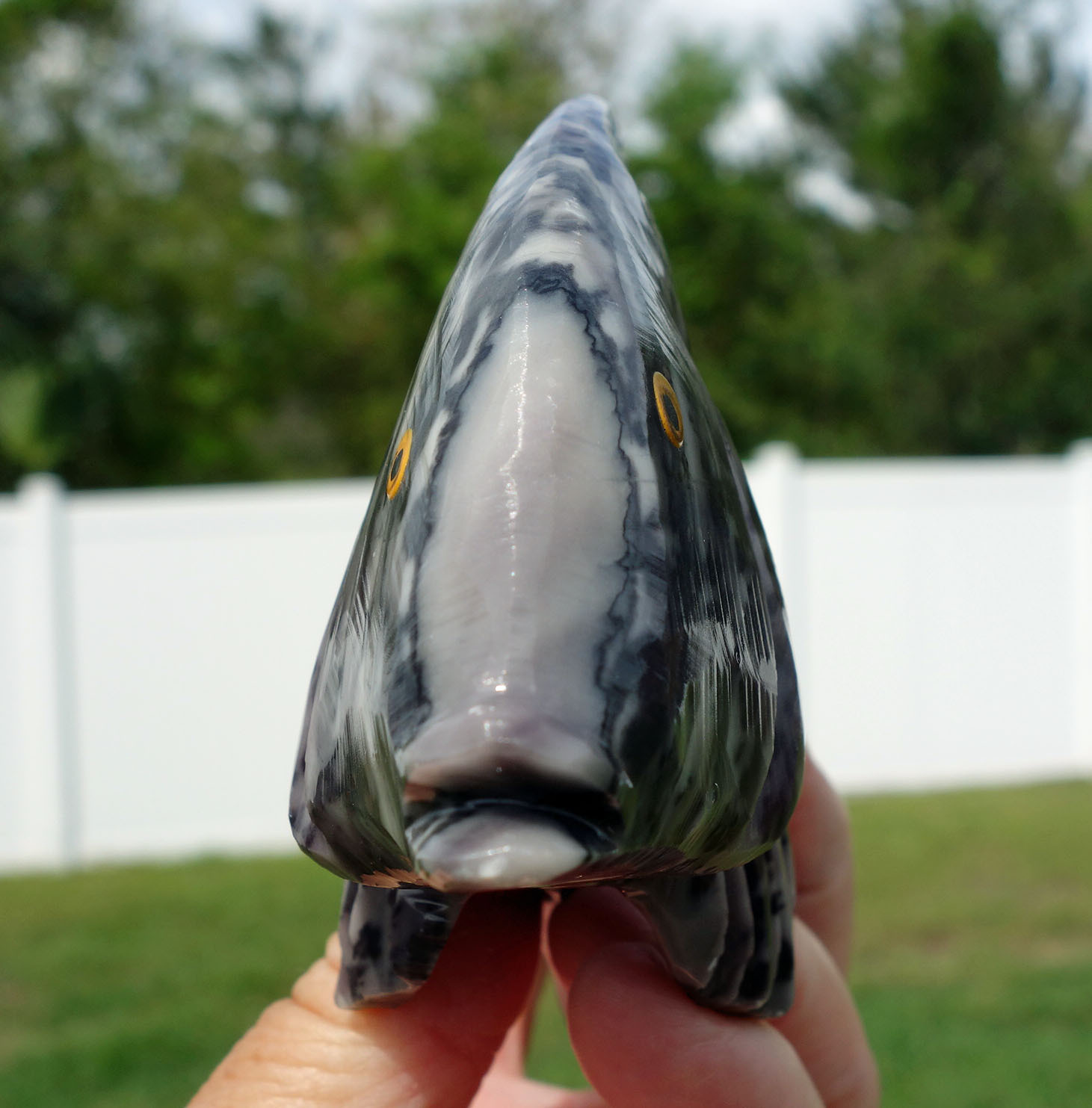 Jasper & Dolomite Calcite Crystal FISH Carving TOTEM FETISH For the Fish Lover