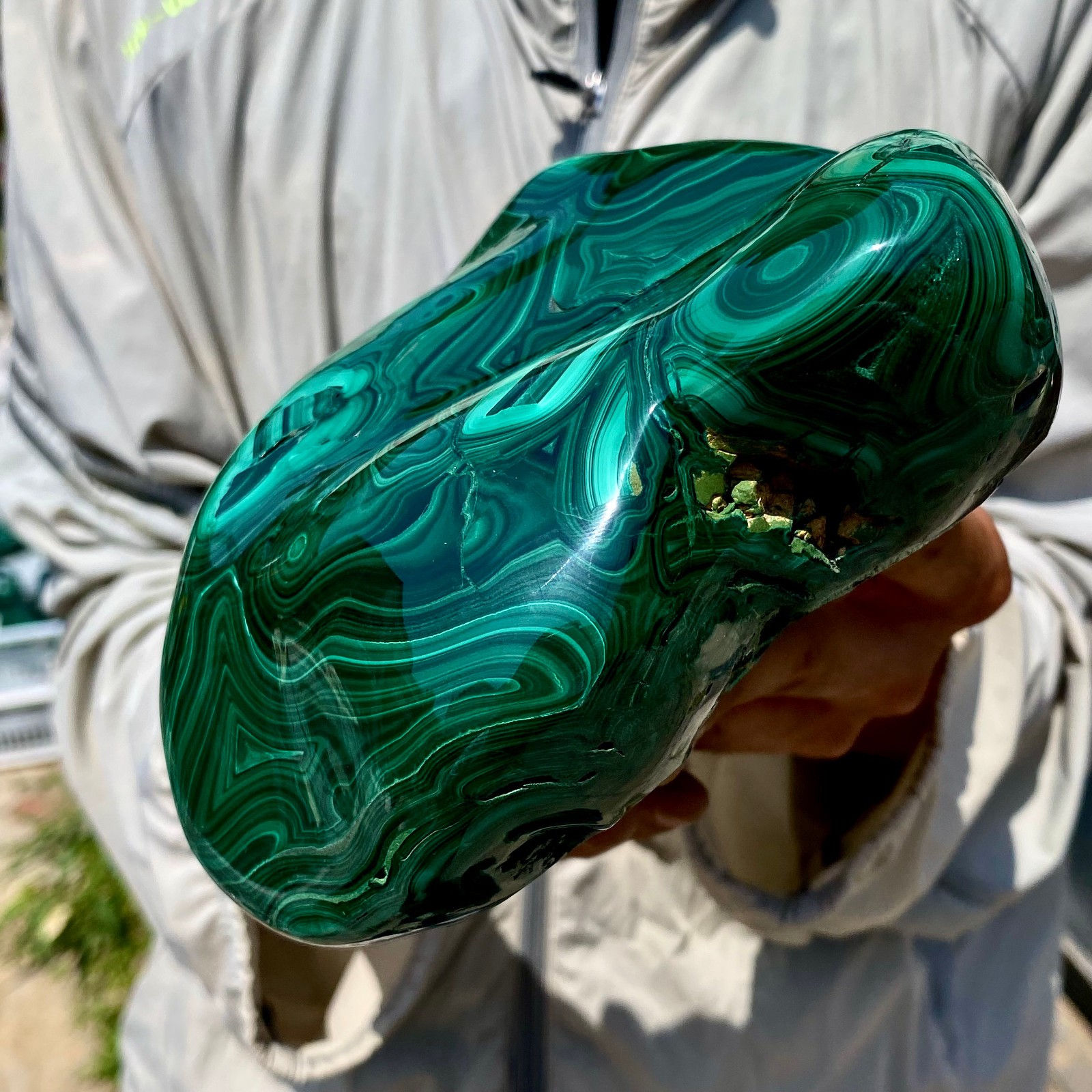 6.15LB Natural glossy Malachite transparent cluster rough mineral sample