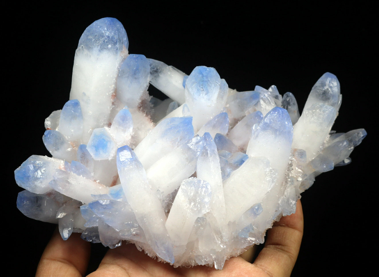 2.09lb Rare Beatiful Blue Tibetan Ghost phantom Quartz Crystal Cluster Specimen
