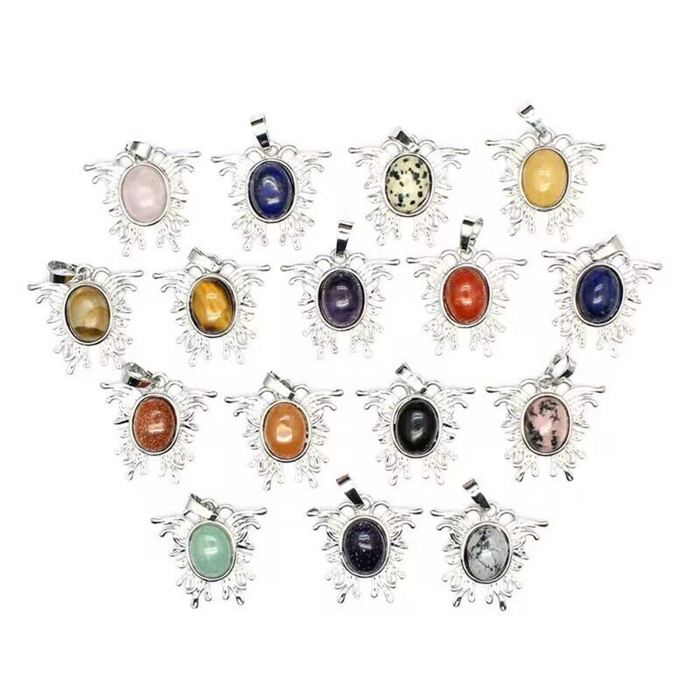 1pc Mini Moth Butterfly Shape Pendant Oval Bead Crystal Chakra Gemstone Healing