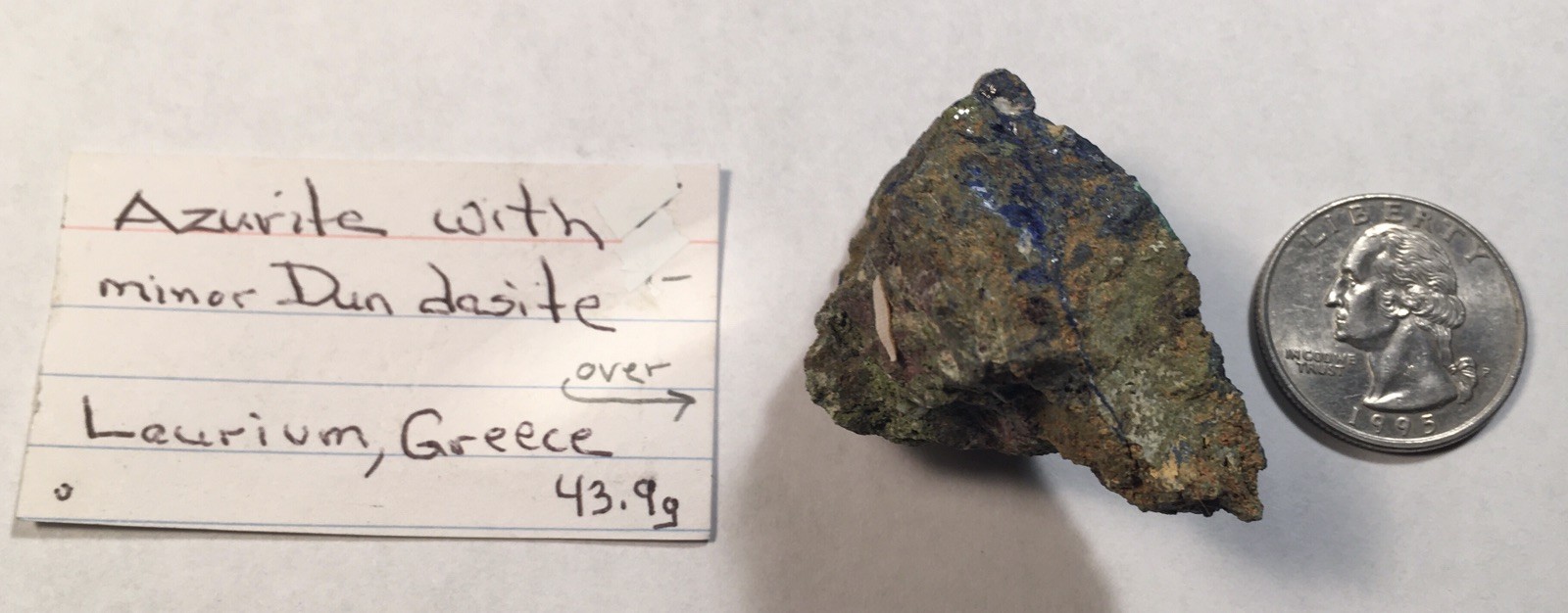 Azurite w/ Minor Dundasite, Laurium, Greece