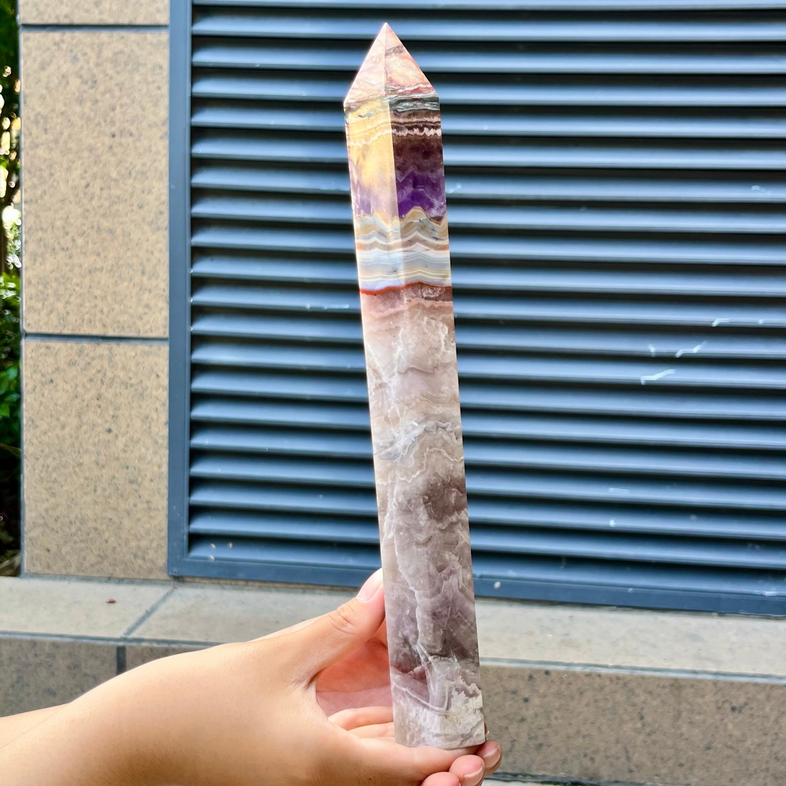 Amethyst Agate Natural Tower Purple Crystal Point Collectible Specimen 2.3 lb