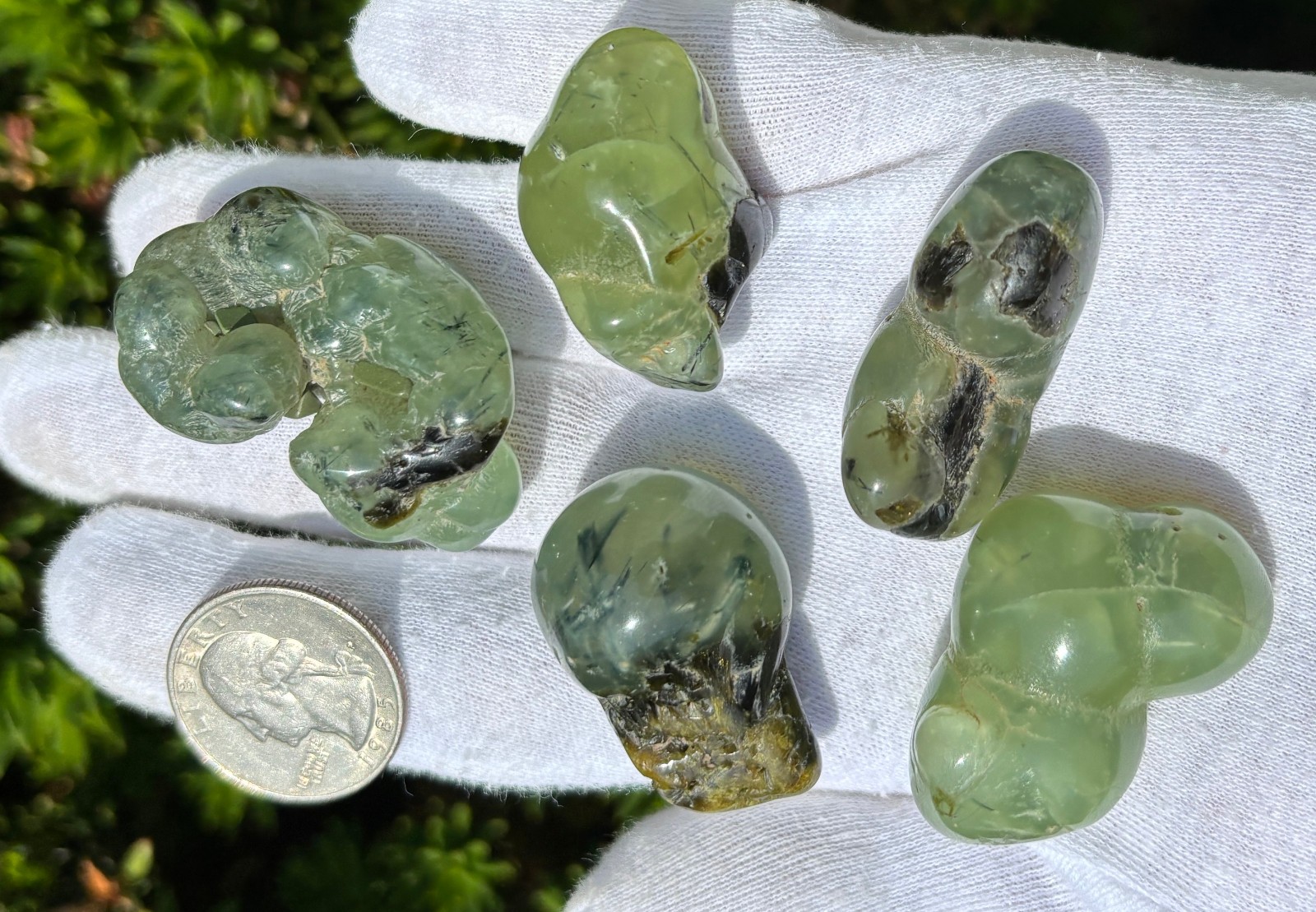 USA SALE 120g LOT 5 PREHNITE & EPIDOTE BOTRYOIDAL TUMBLES TUMBLE STONE STONES
