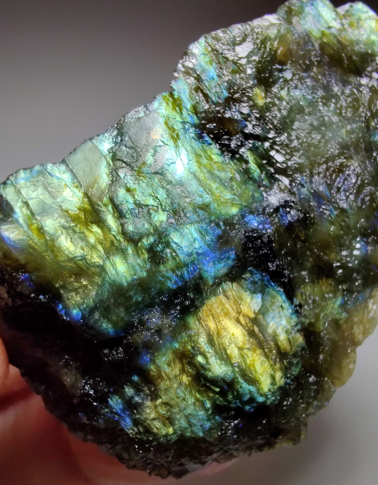 Labradorite with excellent color flash. From Madagascar. 53 grams.