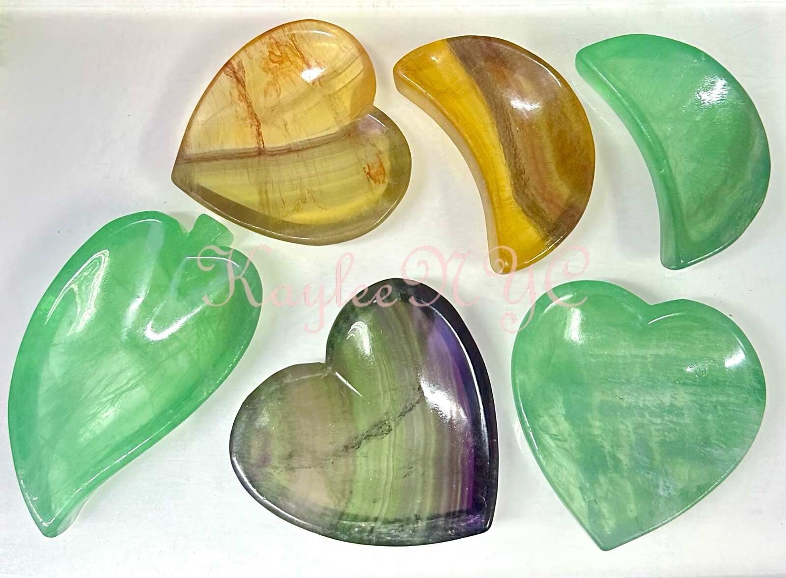Wholesale Lot 6 Pcs Natural Fluorite Mixed Bowls Crystal Healing 1.8-2 Lbs