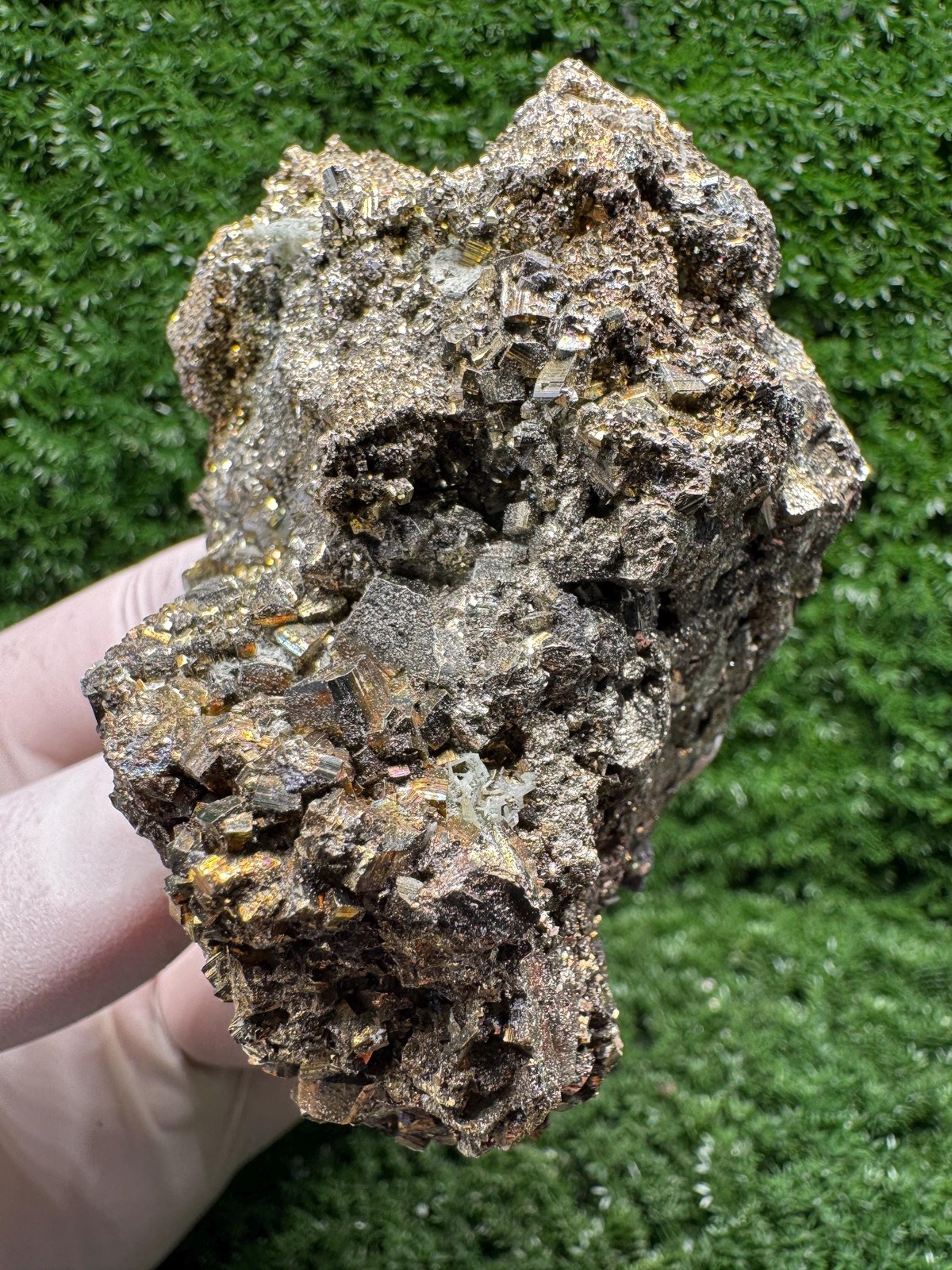 Super SHINY! Amazing IRIDESCENT PYRITE! with many rainbows! / F562