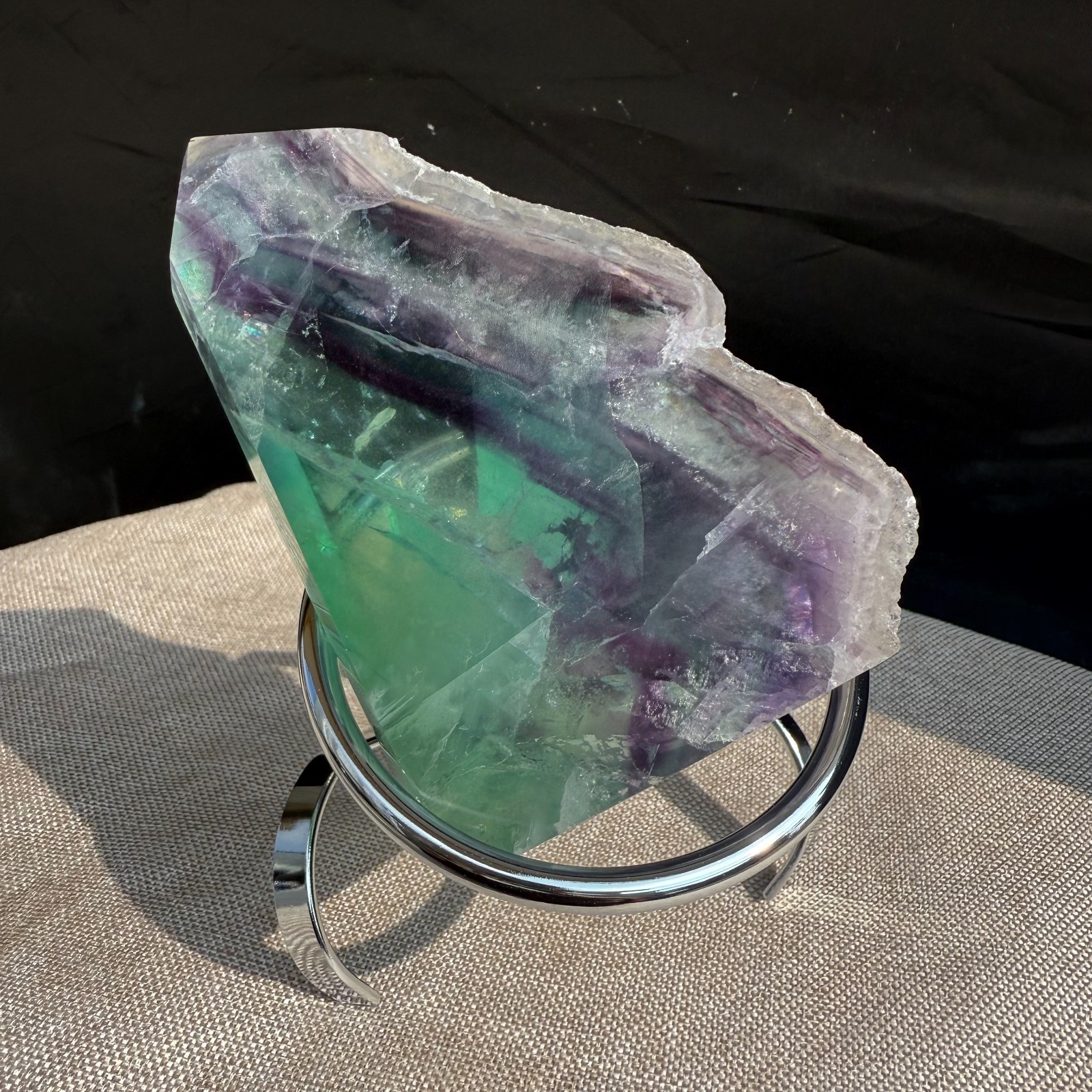 290g Natural Watermelon Fluorite Slice Mineral Crystal Healing