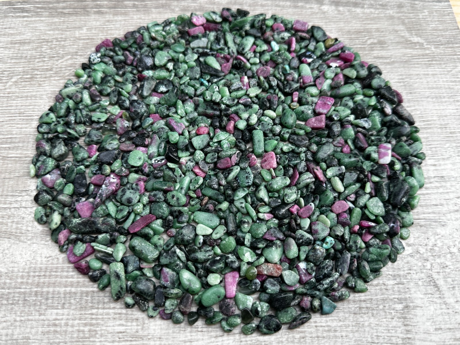 Grade A++ Ruby Zoisite Semi Tumbled Gemstone Mini Chips 4 – 9 mm, Wholesale Bulk