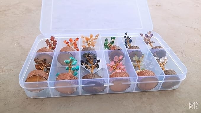 12Pcs Set Crystal Tree Box Handmade Crystal Multi Stone Trees Home Office Decor