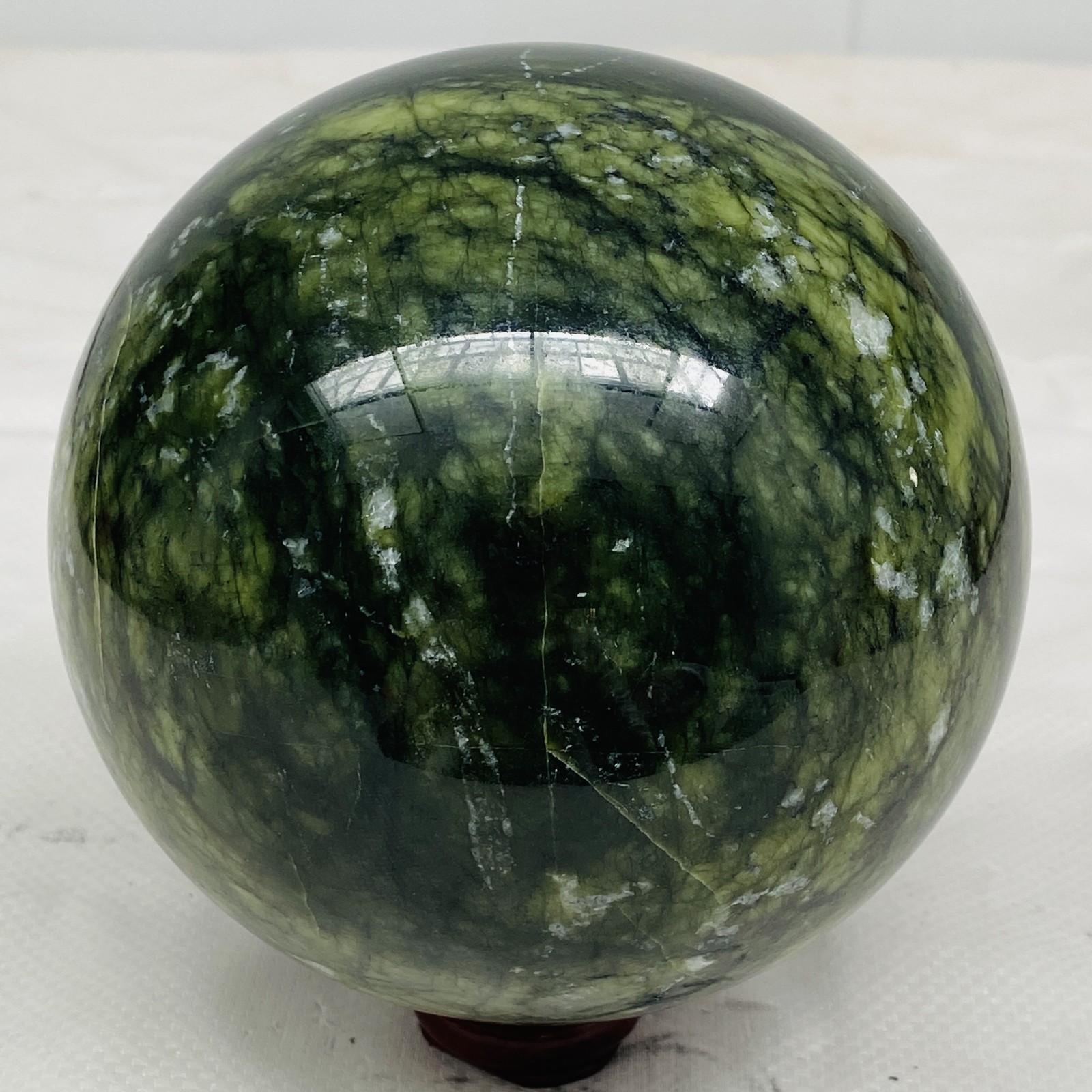 Natural Southern Jade Sphere Green Serpentine Crystal Ball Healing 2820g 6.2LB