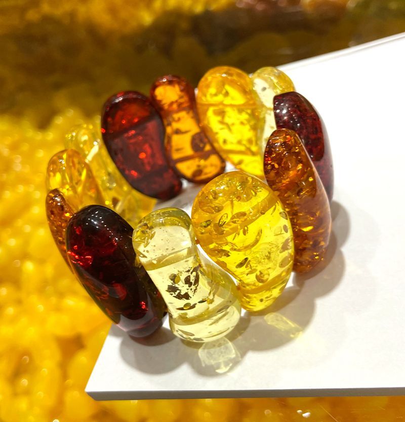 Certificate 40*18*11mm Natural multicolor Mexico Sky Blue Amber Bracelet