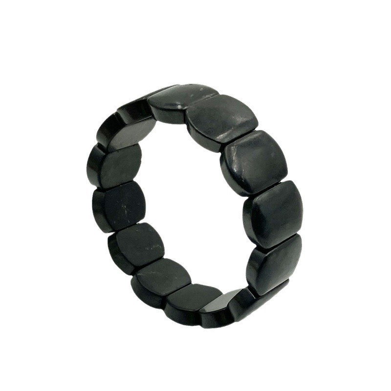 Shungite black flat ethnic style bracelet for men and women couple’s bracelet