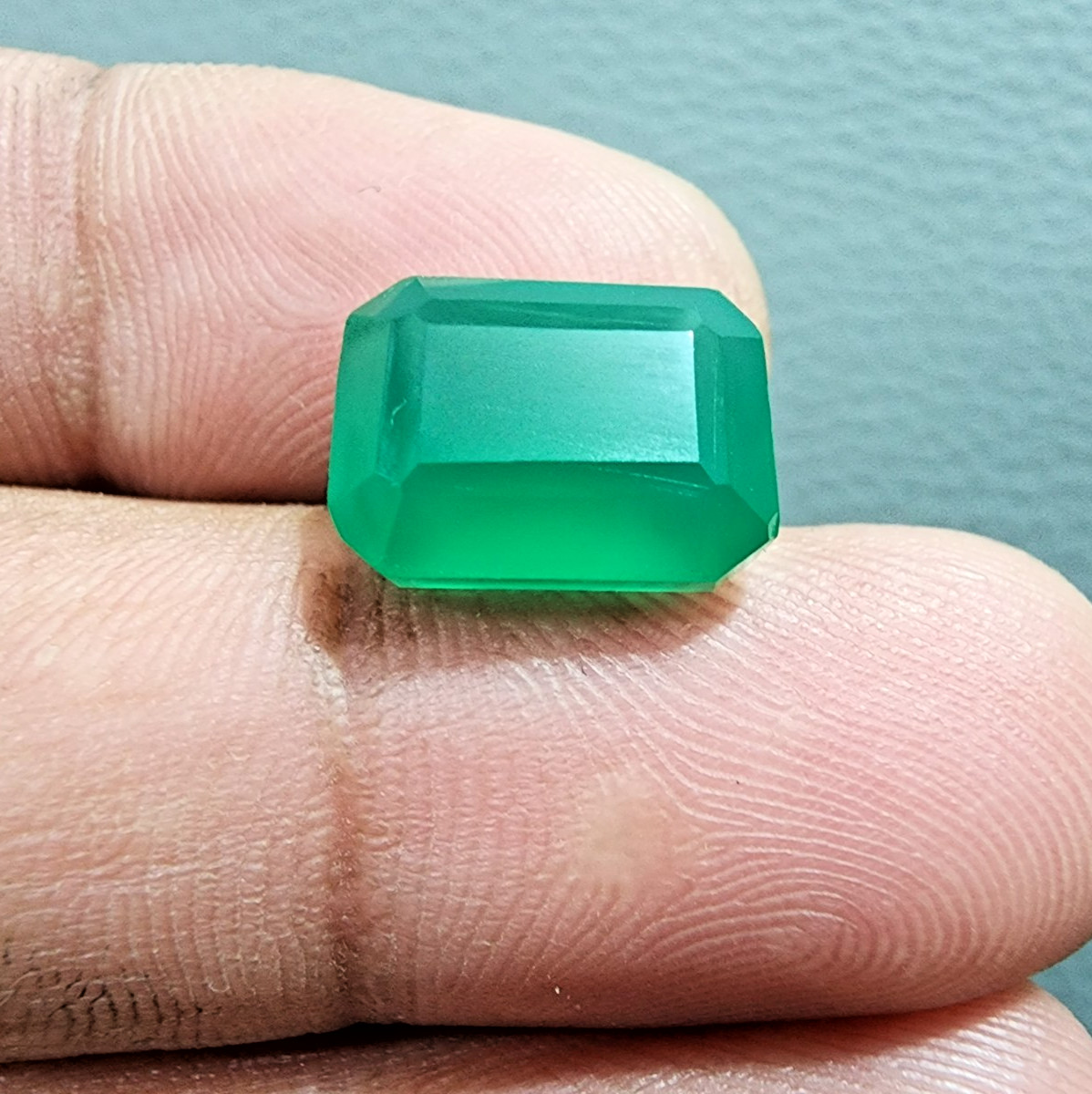 13X10X7MM Green Onyx Faceted Emerald Cut Loose Gemstone Jewelry For Ring 8 Crt