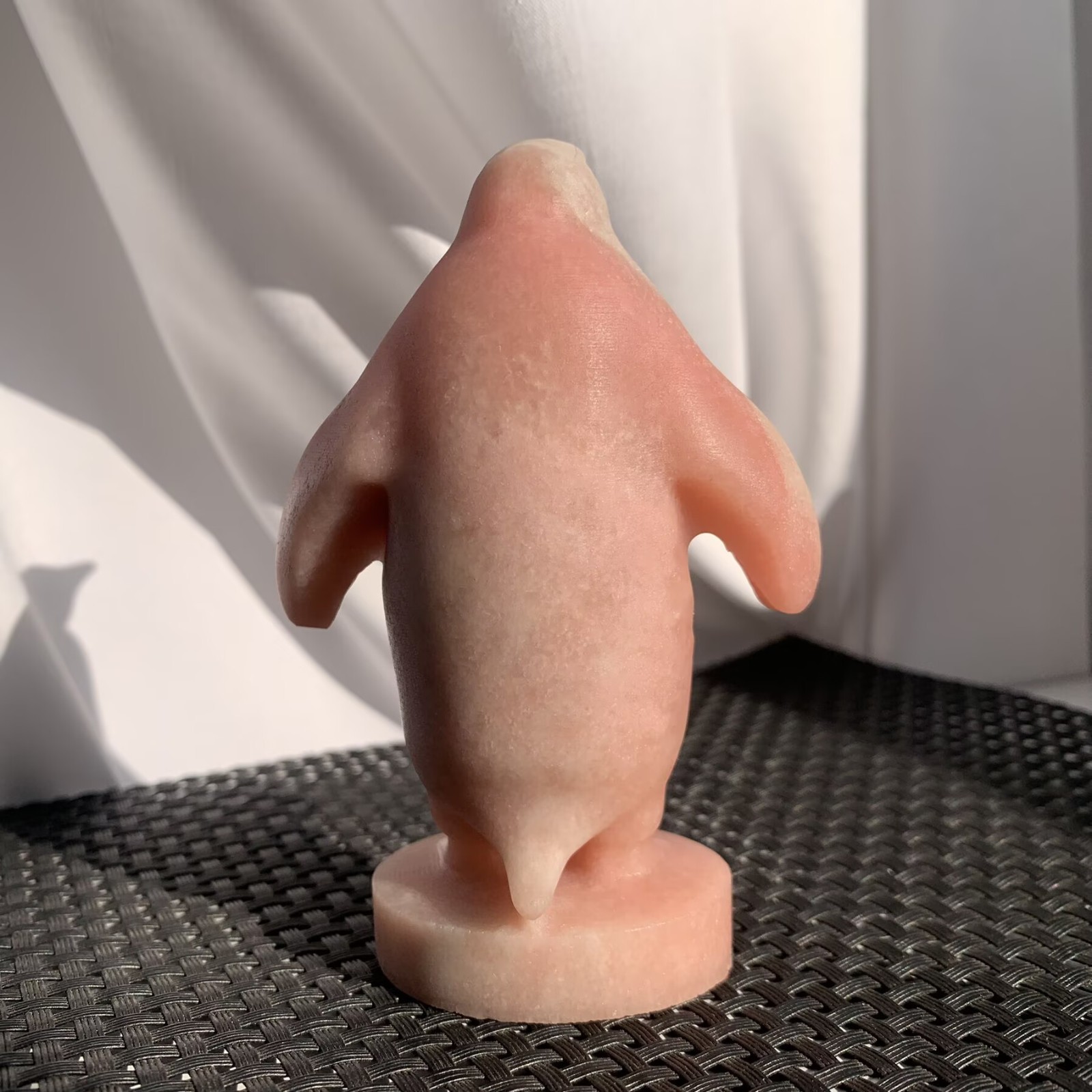 202g Pink Opalite Penguin Animal Sculpture Stone Crystal Collection Art Deco