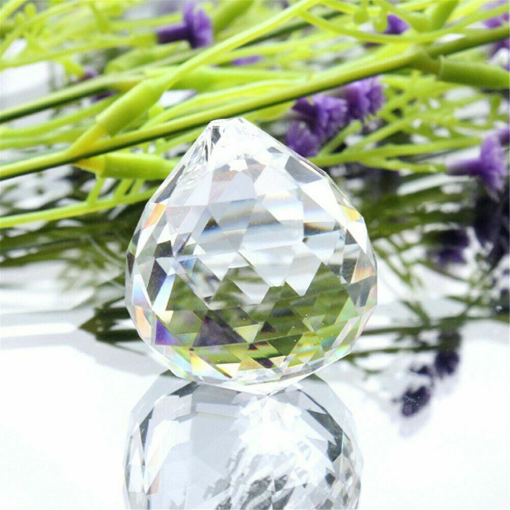 K9 FENG SHUI HANGING CRYSTAL BALL Clear Faceted Sphere Sun Catcher Rainbow Prism