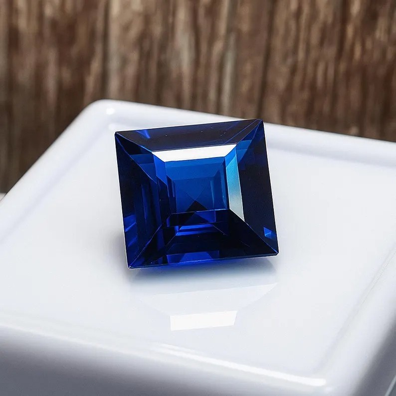 12 Ct Blue Sapphire Princess Cut Loose Gemstone Natural Square Cut Stone
