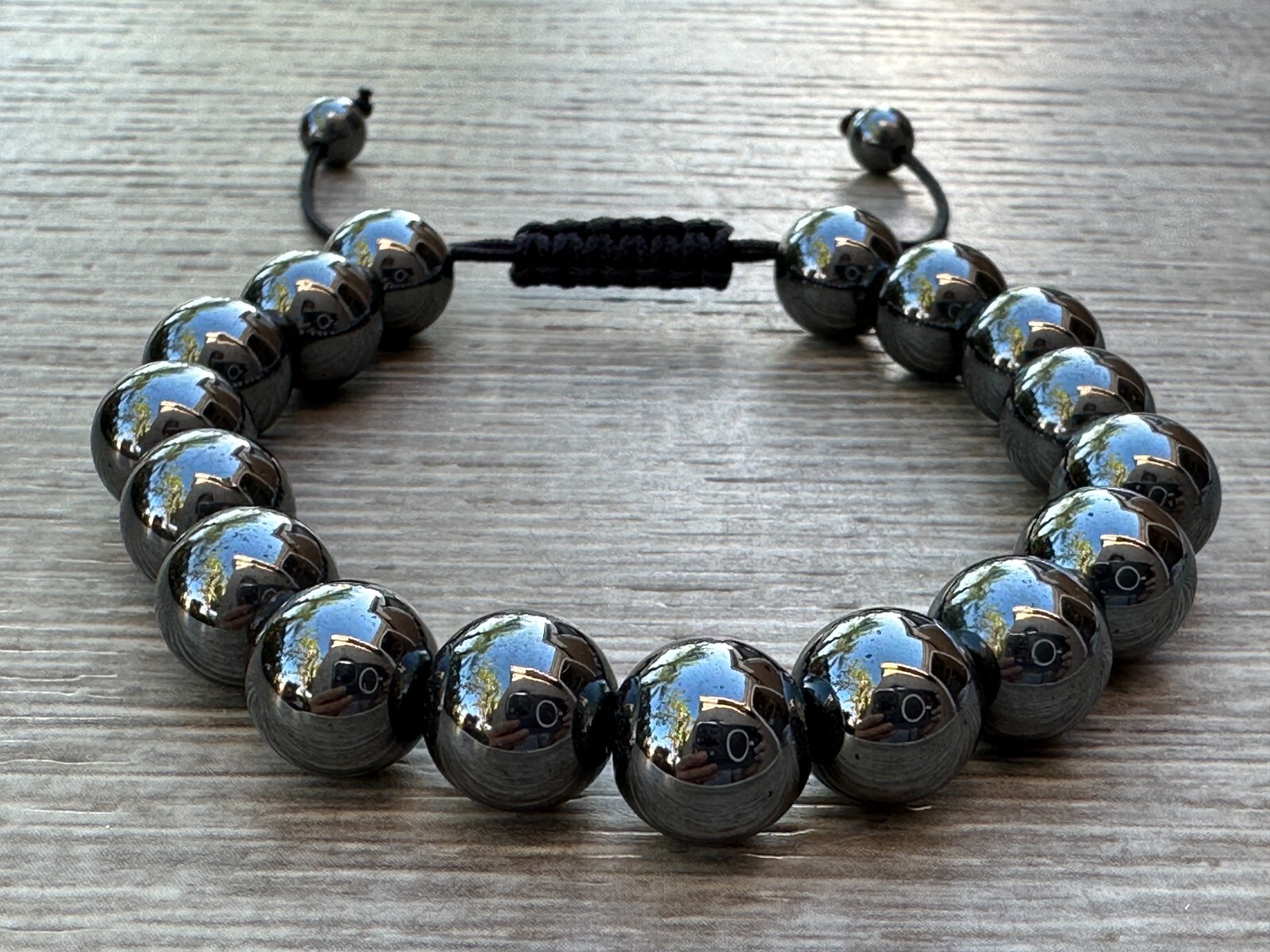 Grade A++ Hematite Crystal Adjustable Bead Bracelet 10mm, Genuine Gems Bracelets